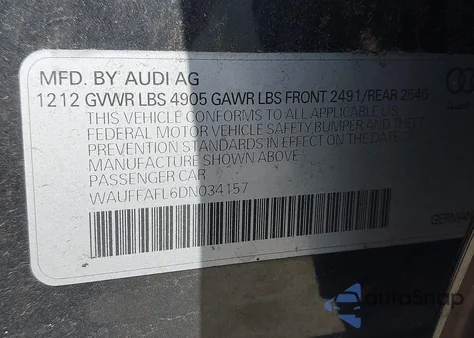 2013 Audi A4 2.0T Premium from USA, damaged, VIN WAUFFAFL6DN034157